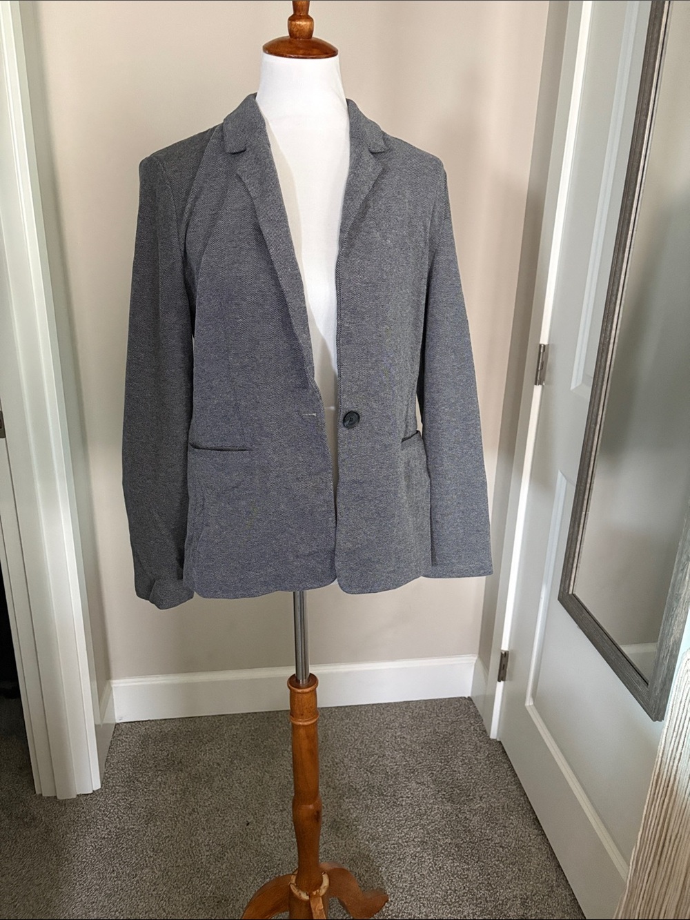 Express Gray Knit-Detail Jacket